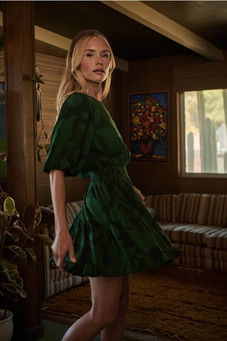 EMERALD ABSTRACT PRINT MINI DRESS
