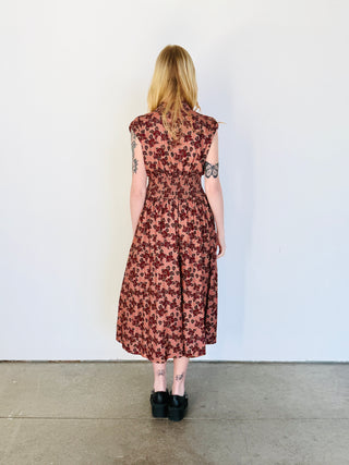 FLORAL ZIP-FRONT MIDI DRESS