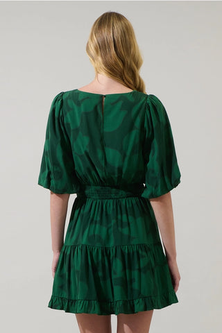 EMERALD ABSTRACT PRINT MINI DRESS