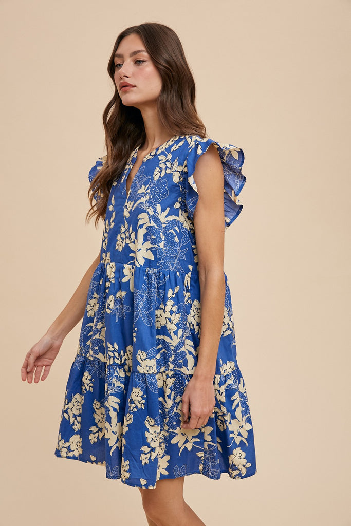 RIVER FLORAL TIERED DRESS