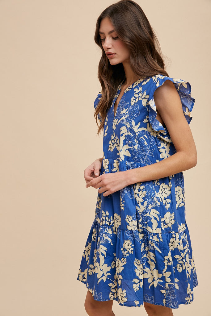 RIVER FLORAL TIERED DRESS