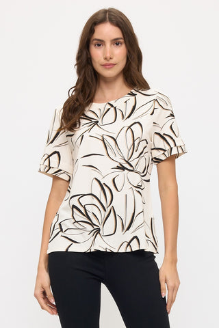 CREPE PLEATED DETAIL TEE