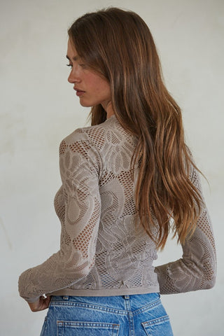 FISHNET MOCK NECK LAYERING TOP