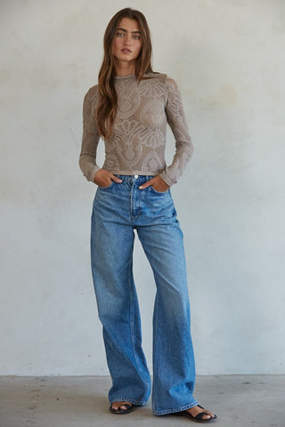 FISHNET MOCK NECK LAYERING TOP