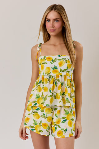 LEMON SPAGHETTI TIE TOP