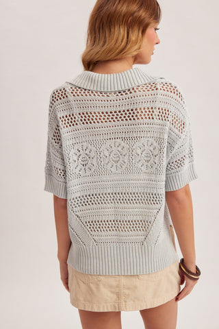 Sea Breeze Button Front Knit Top