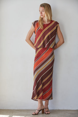 RETRO INSPIRED STRIPED WOVEN TOP