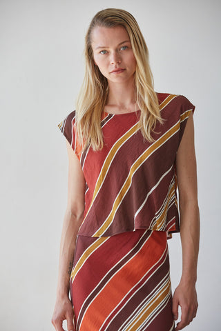 RETRO INSPIRED STRIPED WOVEN TOP