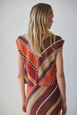 RETRO INSPIRED STRIPED WOVEN TOP