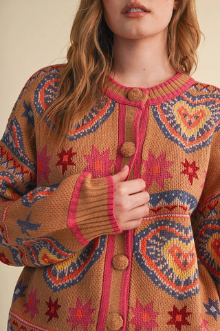 COLORFUL HEARTS SWEATER CARDIGAN