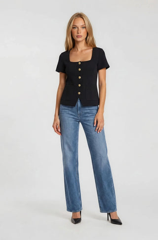 SQUARE NECK BUTTON DOWN VEST TOP