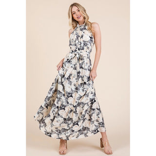FLORAL HALTER NECK DRESS