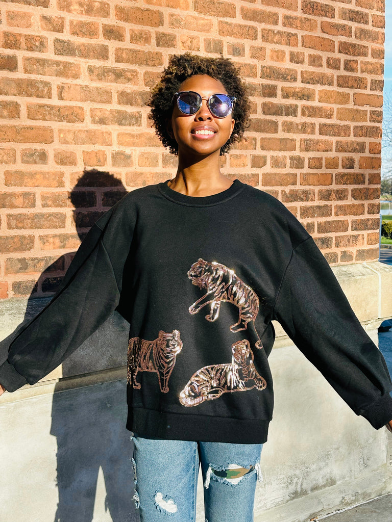 TIGER SEQUIN PULLOVER