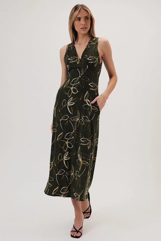 FLORAL V-NECK MIDI DRESS