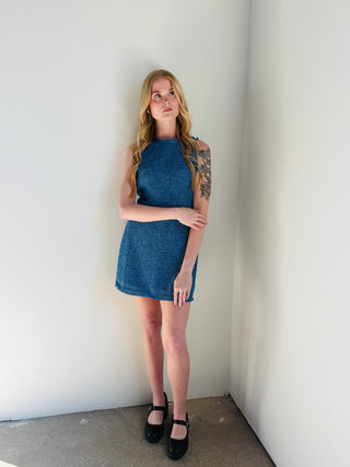 BLUE TWEED CLASSIC DRESS