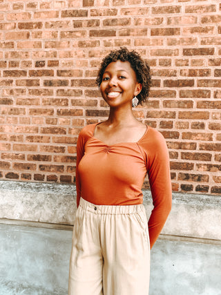 IN HER ELEMENT TOP in BROWN