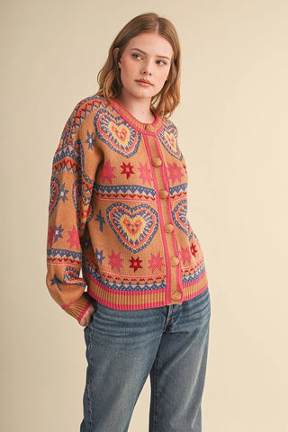 COLORFUL HEARTS SWEATER CARDIGAN