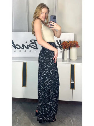 HIGH WAISTED POLKA DOT FLOWY PANTS