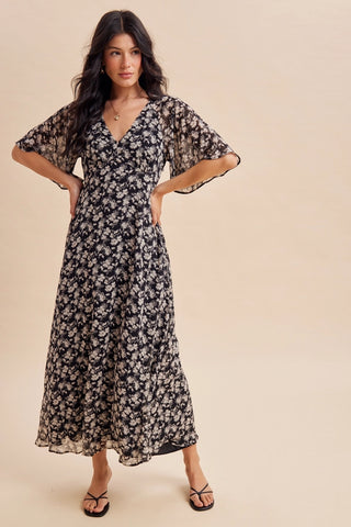 FLUTTER SLEEVE ROMANTIC DRESS