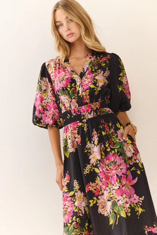FLORAL PRINT MIDI DRESS