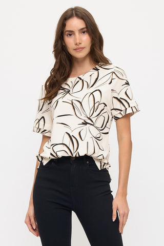 CREPE PLEATED DETAIL TEE