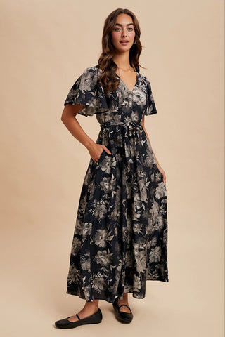 FLORAL FIT & FLARE DRESS
