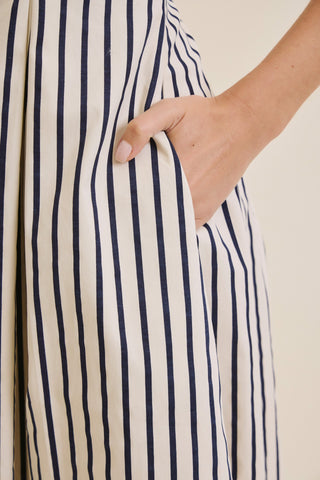 CLASSIC STRIPE FIT & FLARE MIDI DRESS