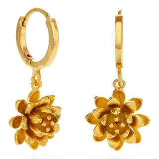 LOTUS FLOWER HUGGIE HOOP EARRINGS