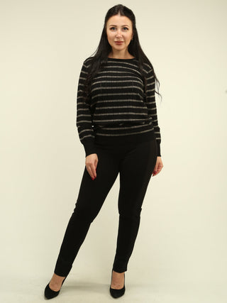 STRIPED LUREX KNIT SWEATER