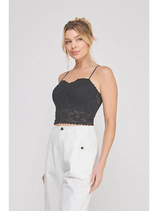 FLORAL LACE SCALLOP EDGE SWEETHEART BRALETTE