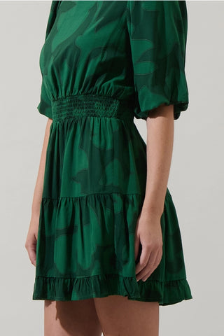 EMERALD ABSTRACT PRINT MINI DRESS