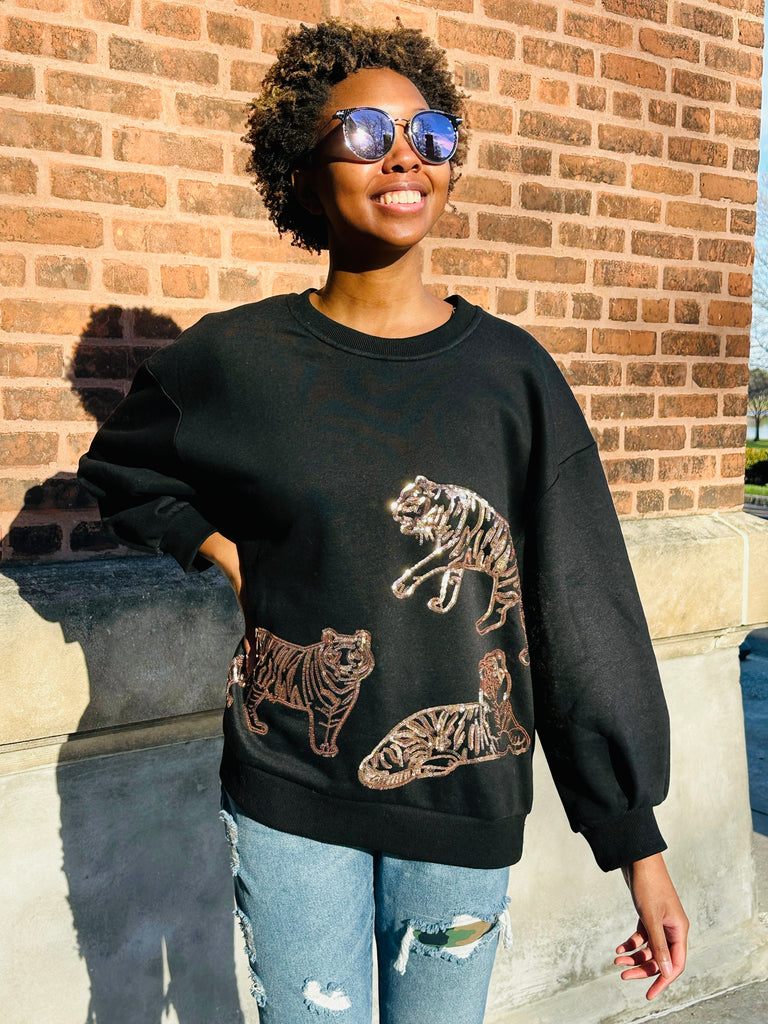 TIGER SEQUIN PULLOVER