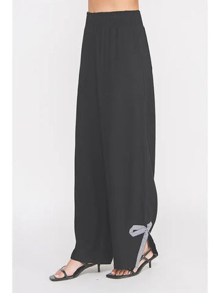 SOFT LINEN BLEND SMOCK WAIST PANTS