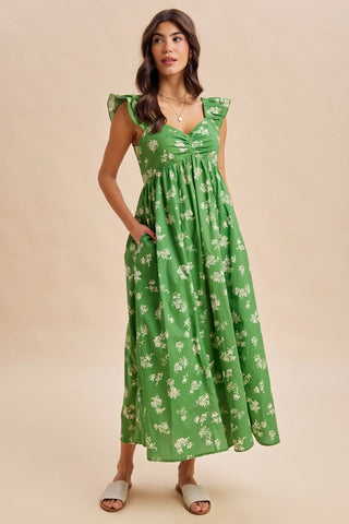 FLORAL SWEETHEART NECKLINE MAXI DRESS Large