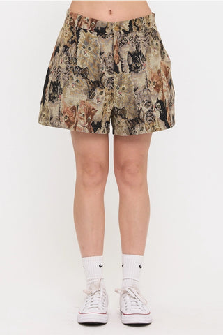 CAT COLLAGE SHORTS RETRO INSPIRED