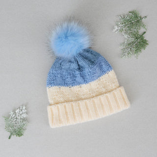 ICE BLUE COLOR BLOCK BEANIE