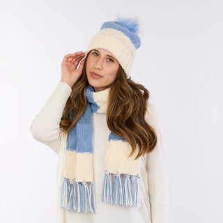 ICE BLUE COLOR BLOCK BEANIE