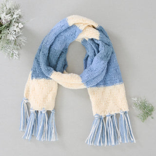 ICE BLUE COLOR BLOCK SCARF