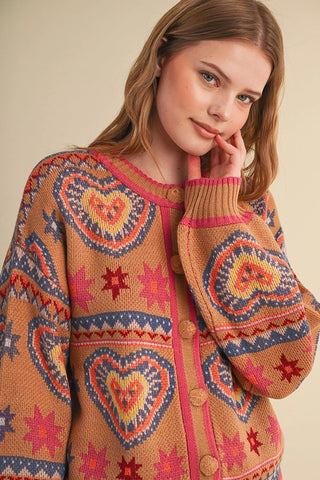 COLORFUL HEARTS SWEATER CARDIGAN