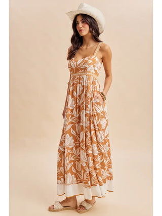 RESORT BORDER PRINT MAXI DRESS
