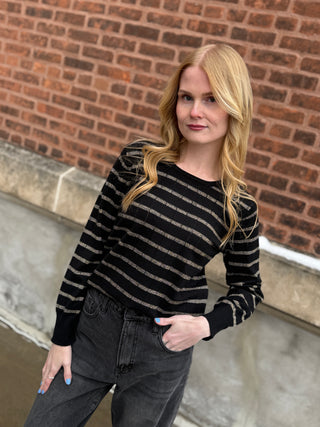 STRIPED LUREX KNIT SWEATER