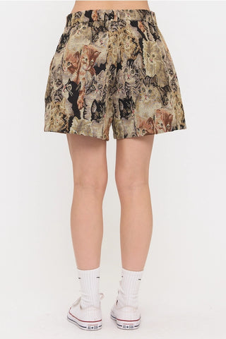 CAT COLLAGE SHORTS RETRO INSPIRED