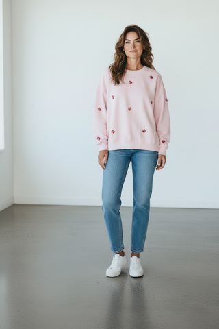 CHERRY EMBROIDERY SWEATSHIRT