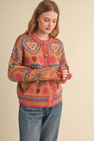 COLORFUL HEARTS SWEATER CARDIGAN