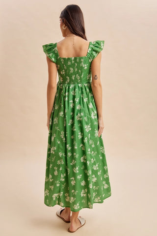 FLORAL SWEETHEART NECKLINE MAXI DRESS