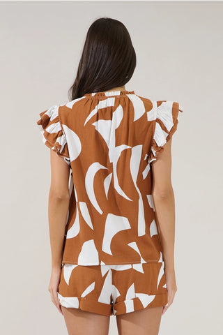 OATMEAL FALL RUFFLE BLOUSE