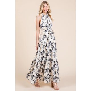 FLORAL HALTER NECK DRESS