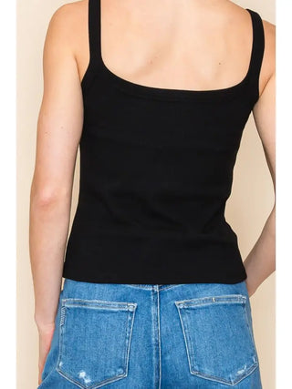 RIBBON EMBROIDERED SCOOP NECK TANK