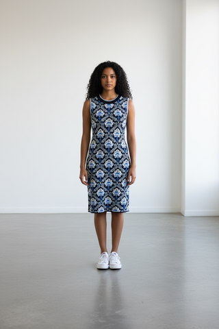 GEOMETRIC PRINT KNIT DRESS