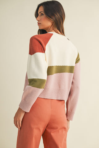 COLOR BLOCKED CROP SWEATER